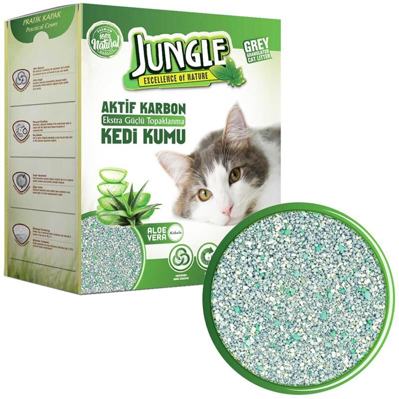 Jungle Grey Topaklanan Aktif Karbonlu Aloe Veralı Kedi Kumu (6 L)