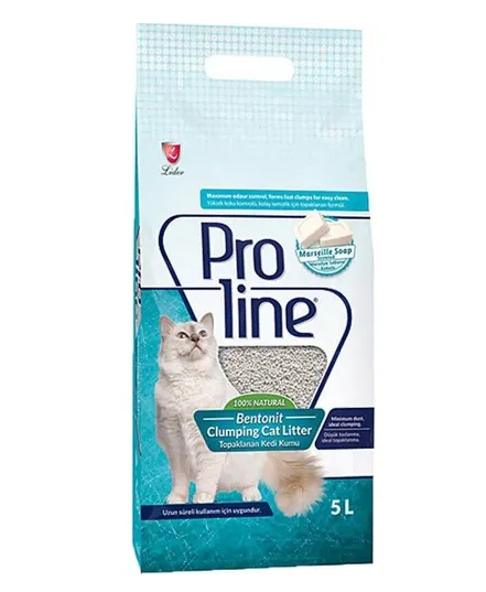 Proline Bentonit Süper Topaklanan Marsilya Sabunu Kokulu İnce Taneli Kedi Kumu (5 L)