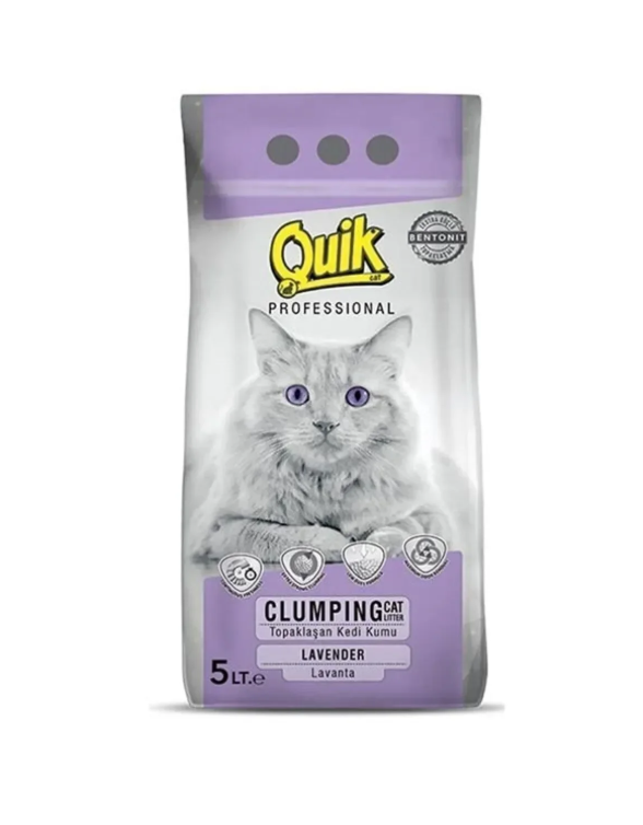 Quik Bentonit Lavanta Kokulu İnce Taneli Kedi Kumu (5 L)