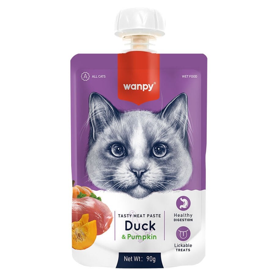 Wanpy Taze Ördek Etli ve Balkabaklı Kedi Et Ezmesi (90 g)